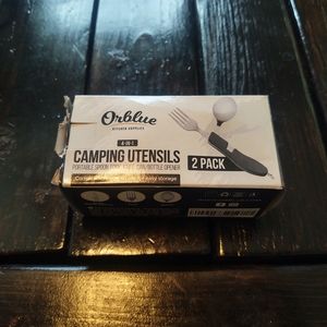 Folding Camping Utensils w/Case - Black